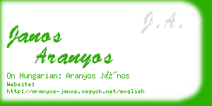 janos aranyos business card